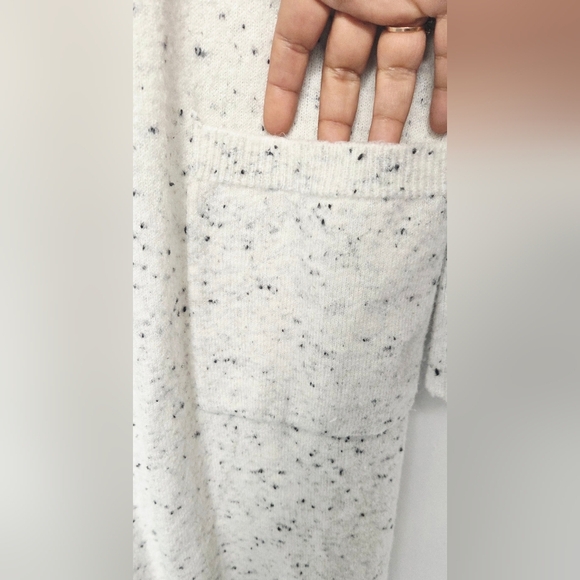 John + Jenn Sz Small Cream Knit Speckled Open Pocket Longline Cardigan Sweater - Picture 6 of 13